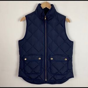 J Crew Navy w Gold Accents Down PufferVest S